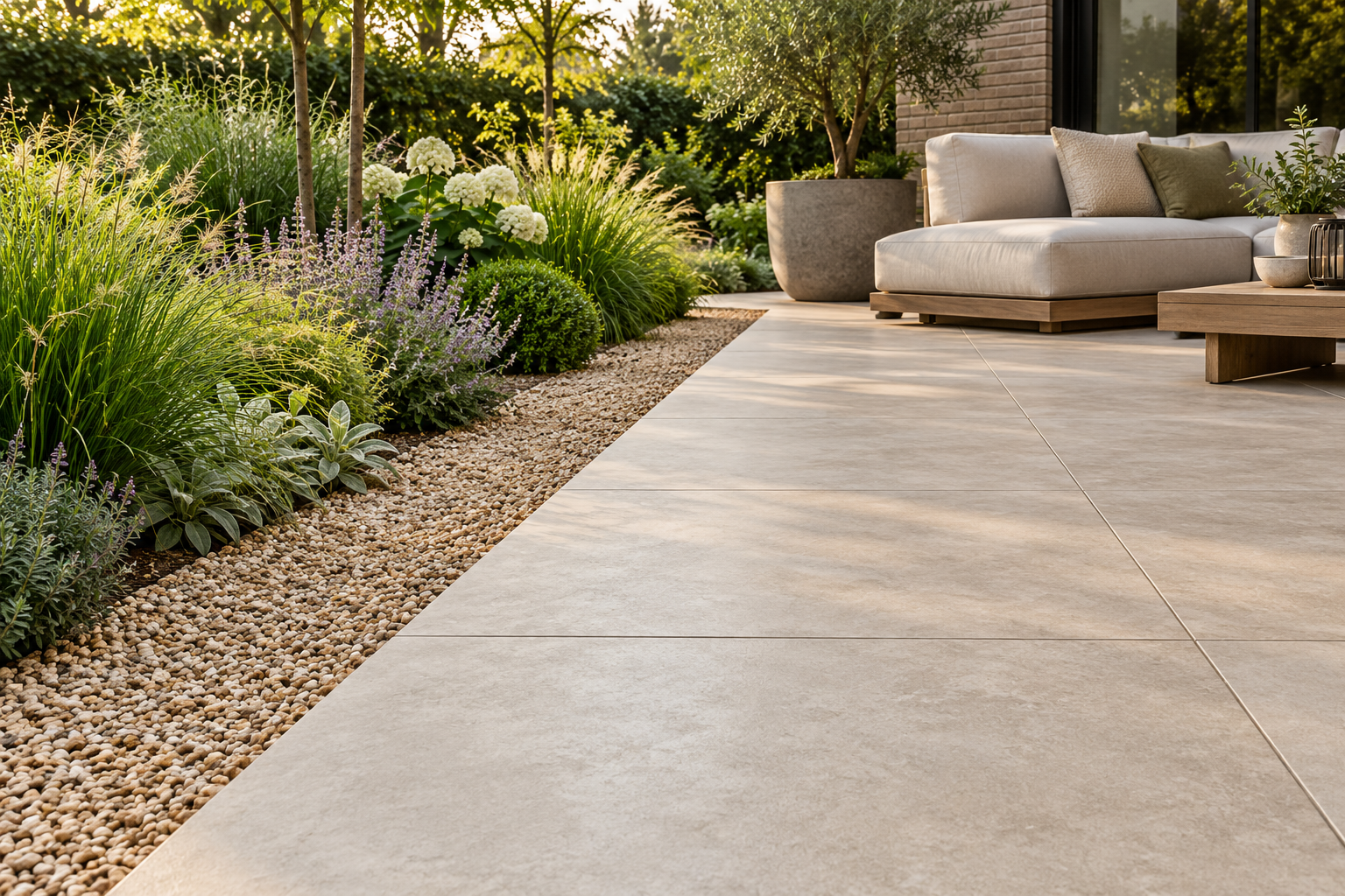 Inspiratie voor een begrensd grindpad tussen rijk beplante borders